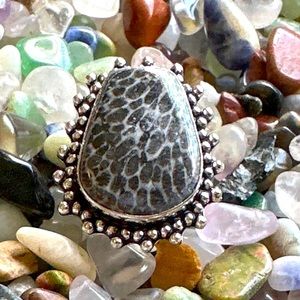 Mystic Merlinite Victorian statement cocktail ring adjustable cuff